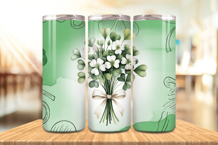 Clover Bouquet Elegant St Patrick’s Day Tumbler Wrap PNG Sub