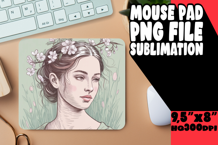 Joyful Mouse Pad PNG Design, Beauty Woman