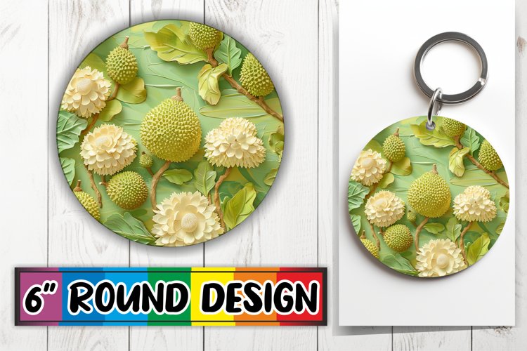 Blooming Round Design Keychain Art example image 1