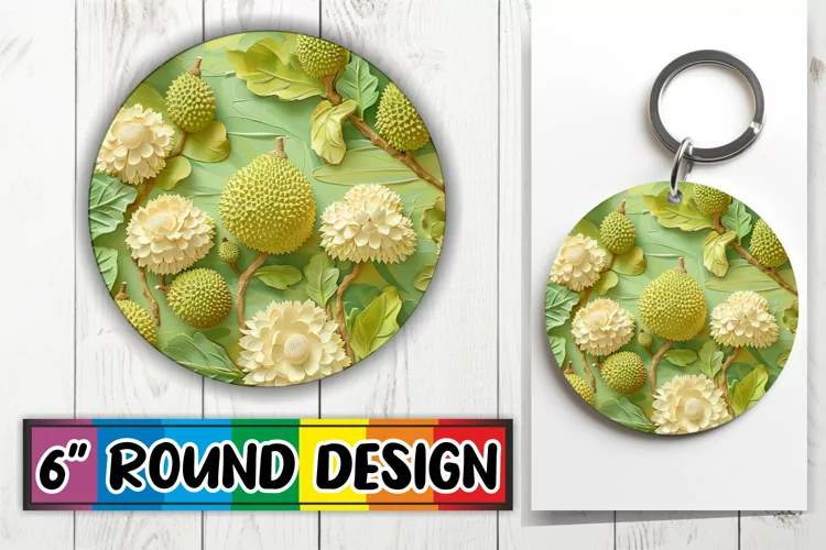 Blooming Round Design Keychain Art