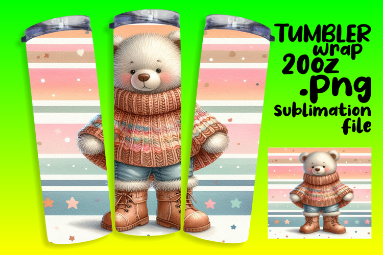 20oz Sublimation Design Download , Teddy Bear
