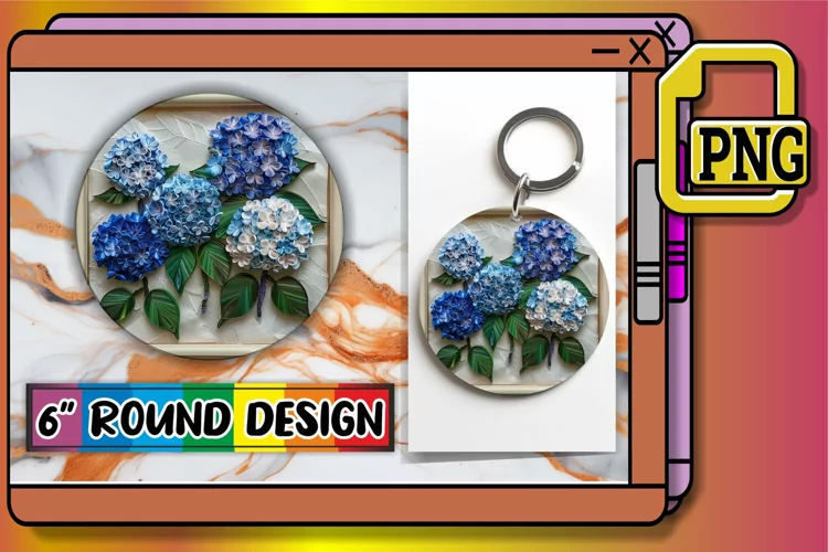 Spring Blossom Circle Keychain Design 3D Sublimation