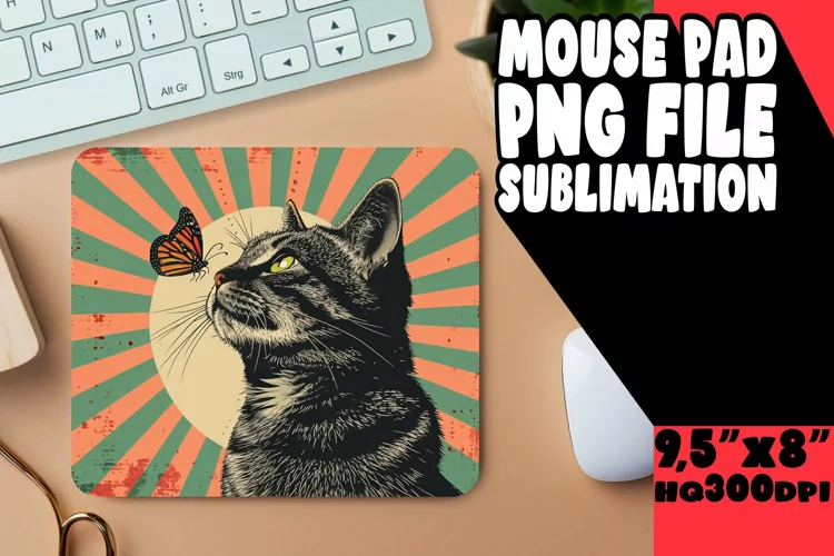 Lovely Feline Print Mouse Mat