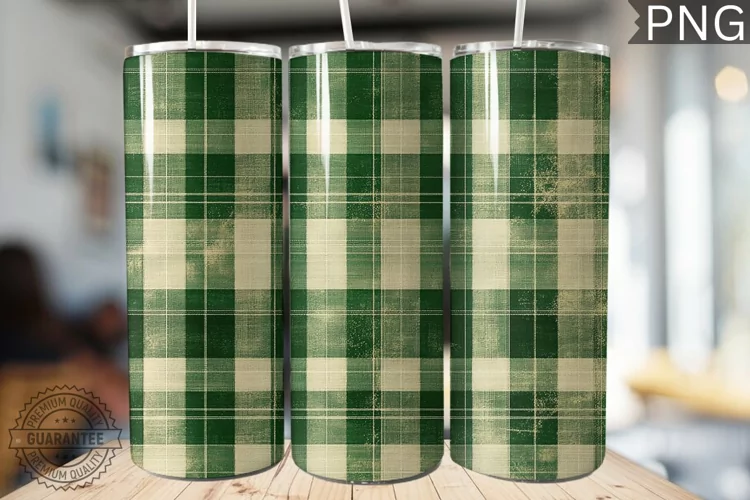 Green Plaid Tumbler Wrap - High Quality 300 Dpi