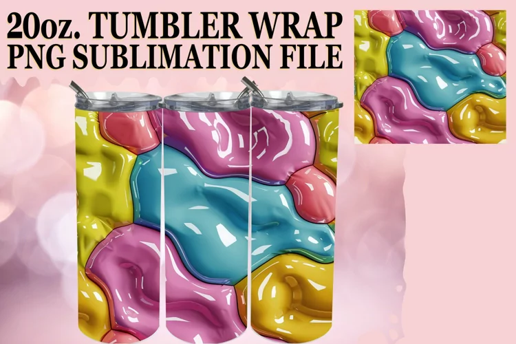Bold Colorful 3D Inflated Tumbler Art Assortment
