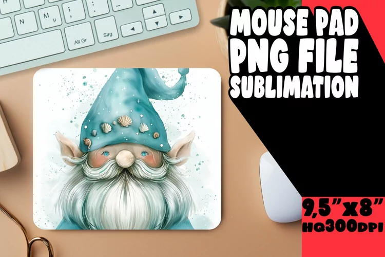 Cozy Canopy: Gnome Mouse Pad Design Sublimation Watercolor