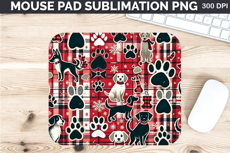 Watercolor Dog Mouse Pad Sublimation - Christmas PNG Design