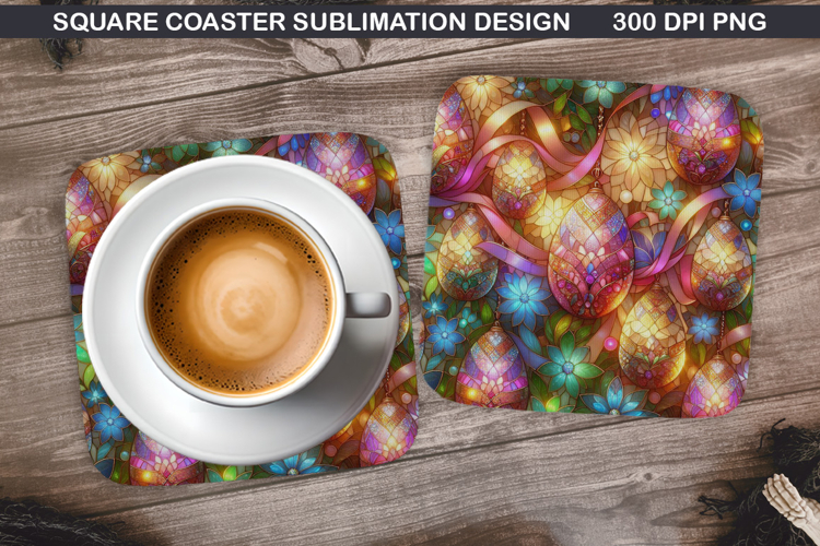 Easter Flower Coaster Sublimation, Easter Coaster PNG Design