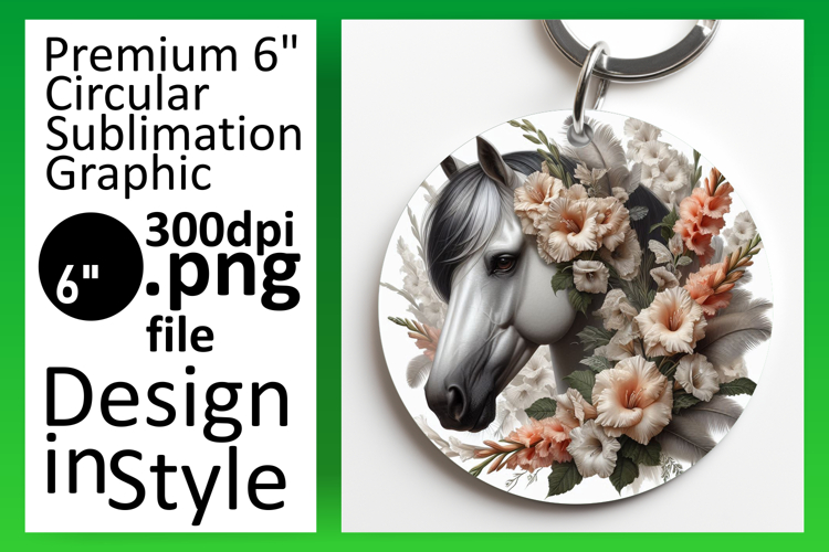 Elegant Round Design for Keychains , Horse