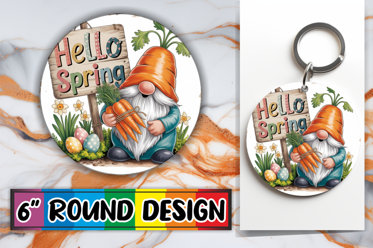 Whimsical Keychain Circle Sublimation, Easter Gnomes