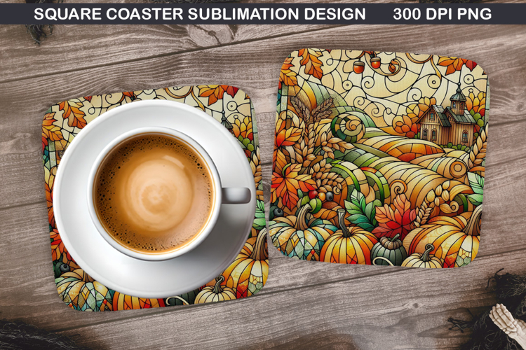 Pumpkin Coaster Sublimation, Halloween Coaster PNG Design