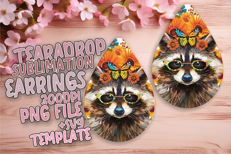 Fun FlowerEmbellished Raccoon Teardrop Earrings