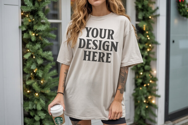 Christmas Comfort Colors 1717 Ivory TShirt Mockup, CC 1717 example image 1