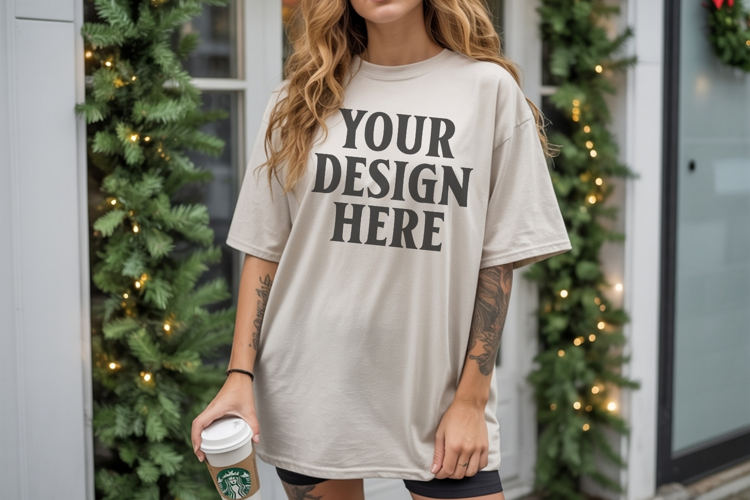 Christmas Comfort Colors 1717 Ivory TShirt Mockup, CC 1717