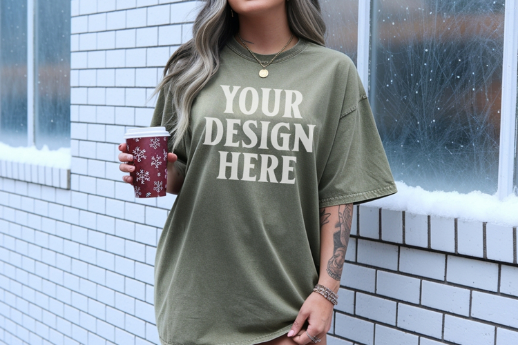 Moss Christmas Comfort Colors 1717 TShirt Mockup, CC 1717