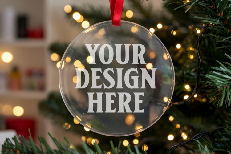 Acrylic Christmas Ornament Mockup , christmas ornament mocku