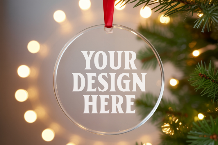Acrylic Christmas Ornament Mockups , acrylic blank mockup