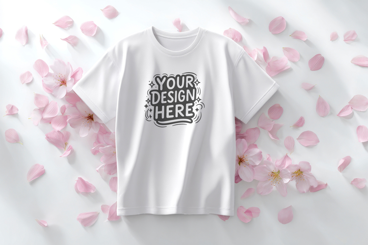 Valentine Petal Flatlay T-Shirt Mockup PSD JPG