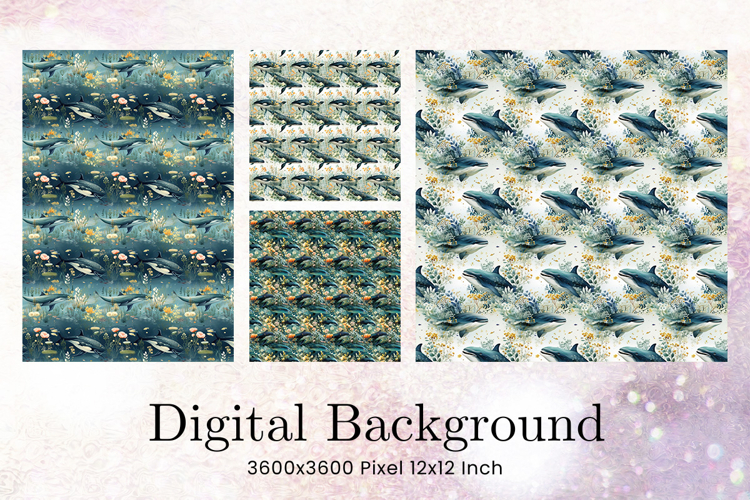 Whale Background Wallpaper Digital Paper Seamless Pattern_99