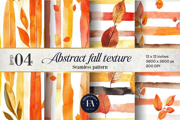 Seamless Autumn Watercolor Stripes | Autumn pattern example image 1