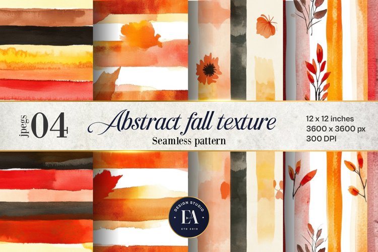 Seamless Autumn Watercolor Stripes | Autumn pattern example image 1