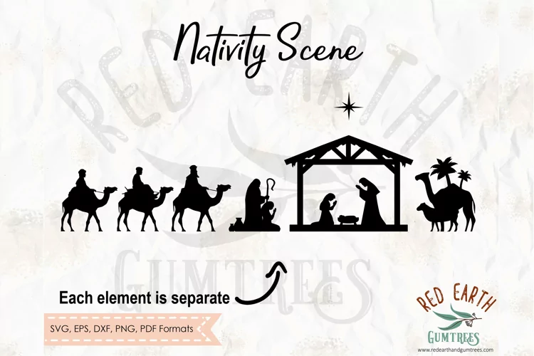 Nativity scene, Christmas, 3 kings in SVG,DXF,PNG,EPS format
