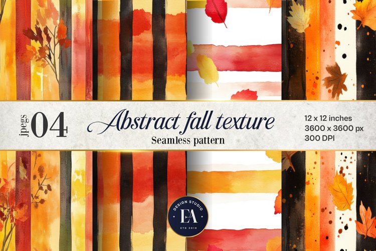 Seamless Autumn Watercolor Stripes | Autumn pattern example image 1