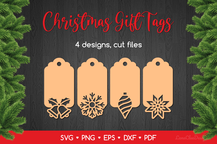 Christmas Decorative Gift Tags SVG, Xmas Laser Cut Files