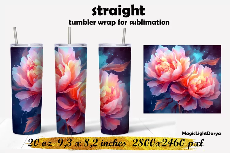 Peonies Tumbler sublimation,Flowers tumbler design