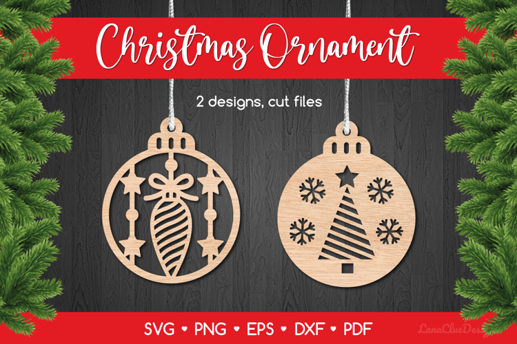 Round Christmas Ornaments SVG, Christmas Ball Laser Cutting