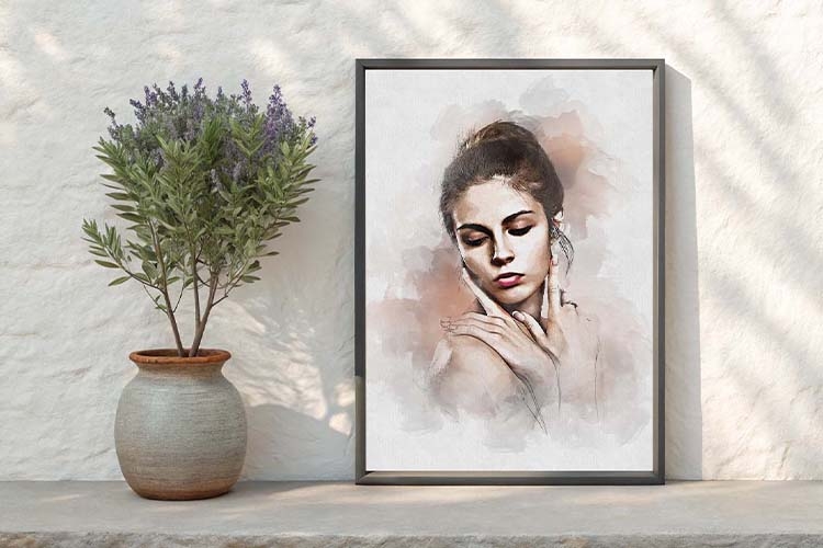 Watercolor Canvas Painting Art Photo Effect
