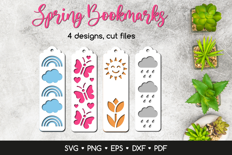 Layered Spring Bookmarks SVG Cut Files, Papercut Templates