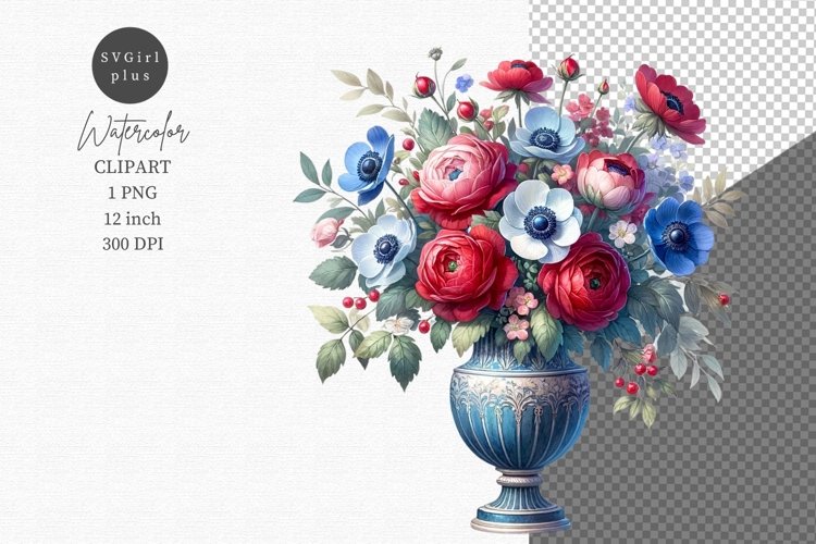 Valentines Day, Flowers clipart, Floral arrangement, Spring example image 1