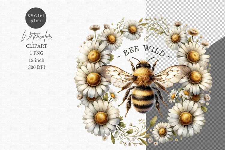 Bee clipart, Spring clipart, Watercolor clipart example image 1