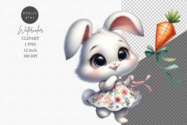 Baby bunny clipart, Bunny with kite clipart, Watercolor
