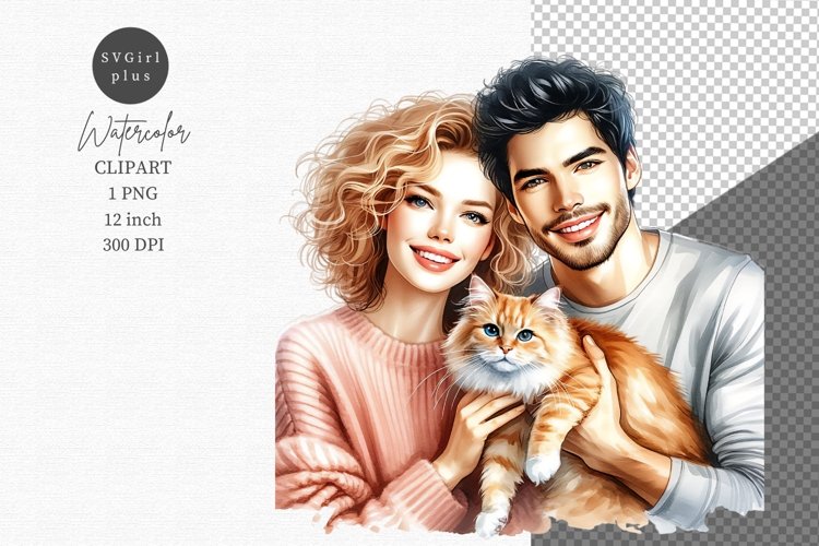 Valentines day, Couple clipart, Cat