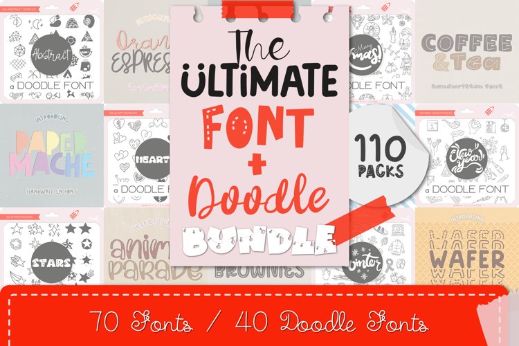 The Ultimate Font&Doodle Bundle - 110 Cute Handwritten Fonts example image 1