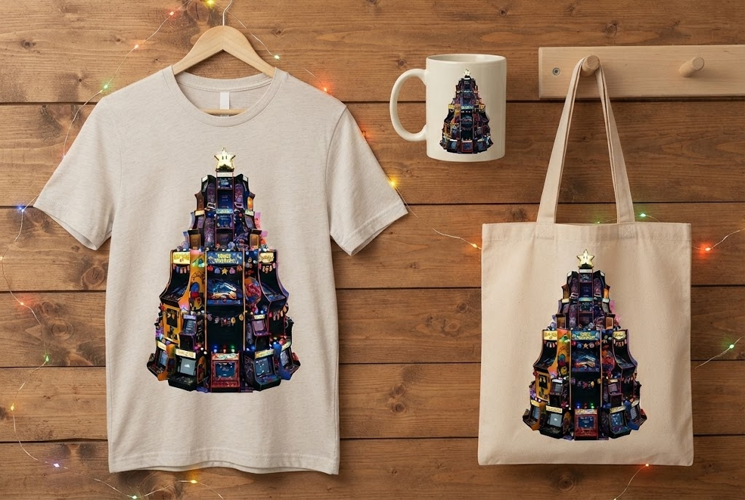 Arcade Machine Christmas Tree Gaming Holiday Art PNG