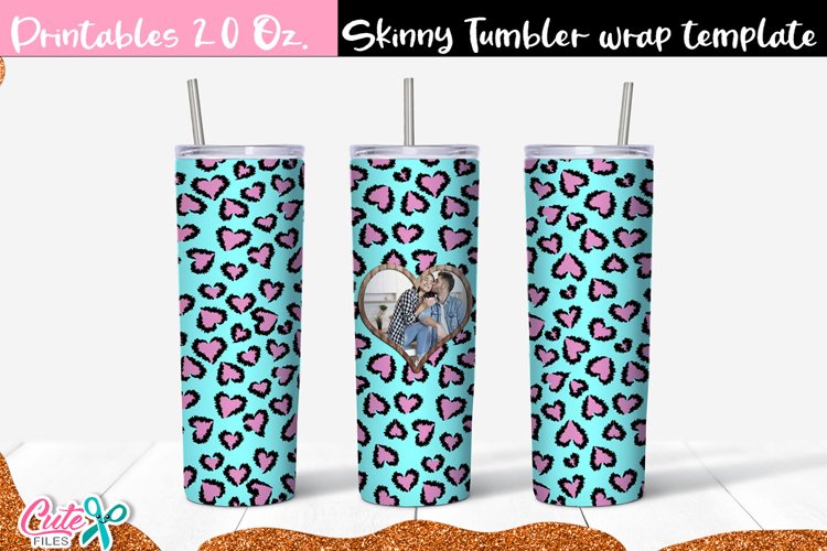 Valentines day Heart frame 20 Oz. Skinny Tumbler sublimation example image 1