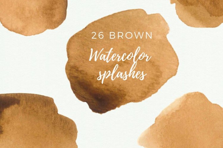 Brown Watercolor splash clipart, Brown watercolor brush example image 1
