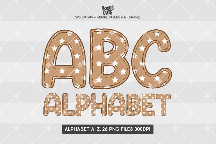 Brown Star Alphabet - Sublimation PNG example image 1