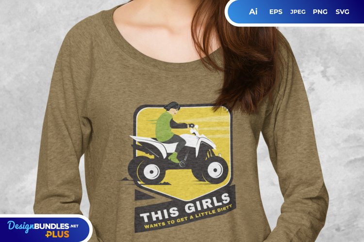 Girl Rides ATV Illustration for T-Shirt Design
