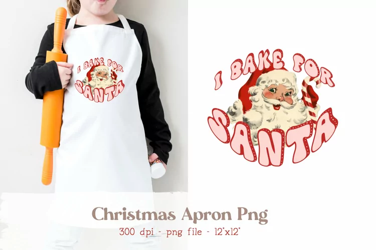Retro Santa Christmas Apron Sublimation Design