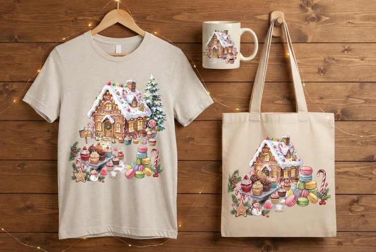 Cute Gingerbread House Bakery Christmas Art