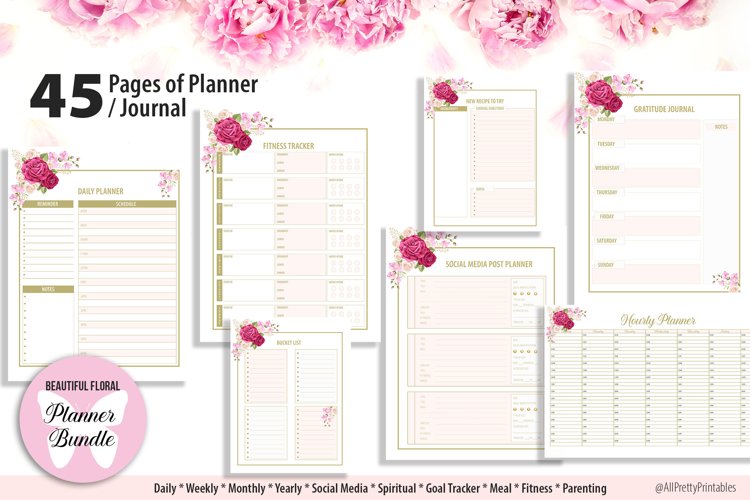Beautiful Floral Planner Bundle example image 1