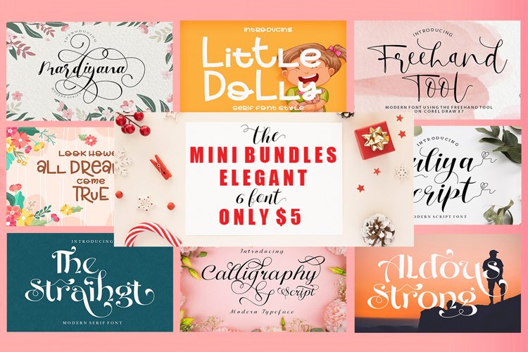 Mini Bundle Elegant 6 font only $ 5 example image 1