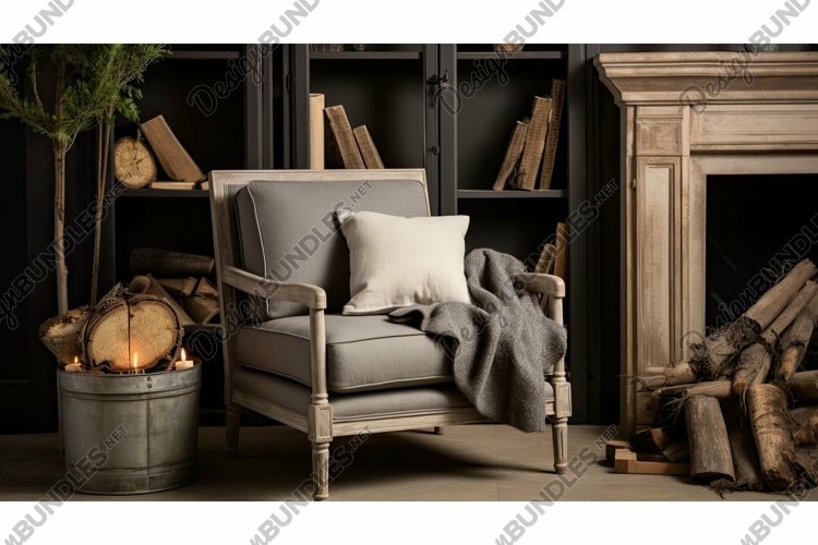 wooden gray arm chair example image 1
