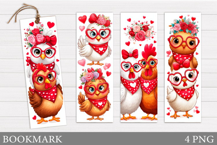 Valentines Chicken Bookmark. Valentines Bookmark Printable