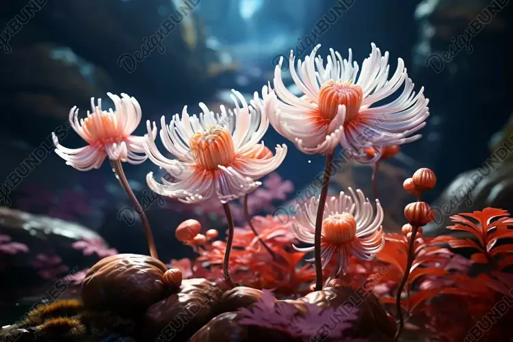 Colourful underwater plant Sea Anemone Scene