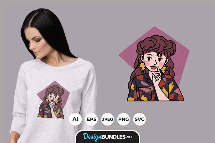 Eighties Woman for T-Shirt Design